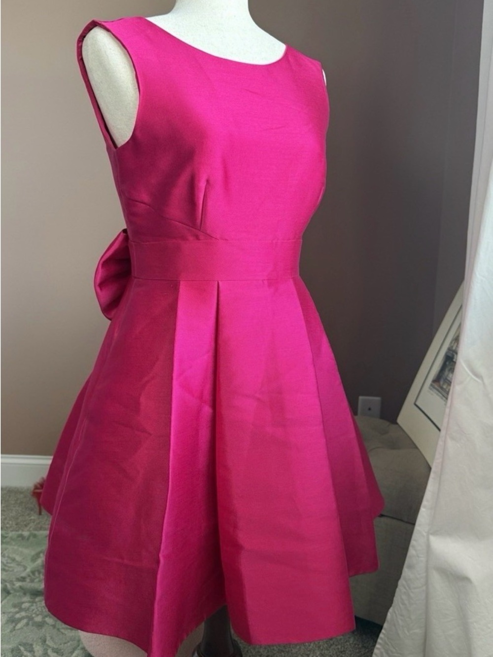 kate spade Fuchsia Pink Fit-and-Flare Sleeveless Dress with Bow Back
